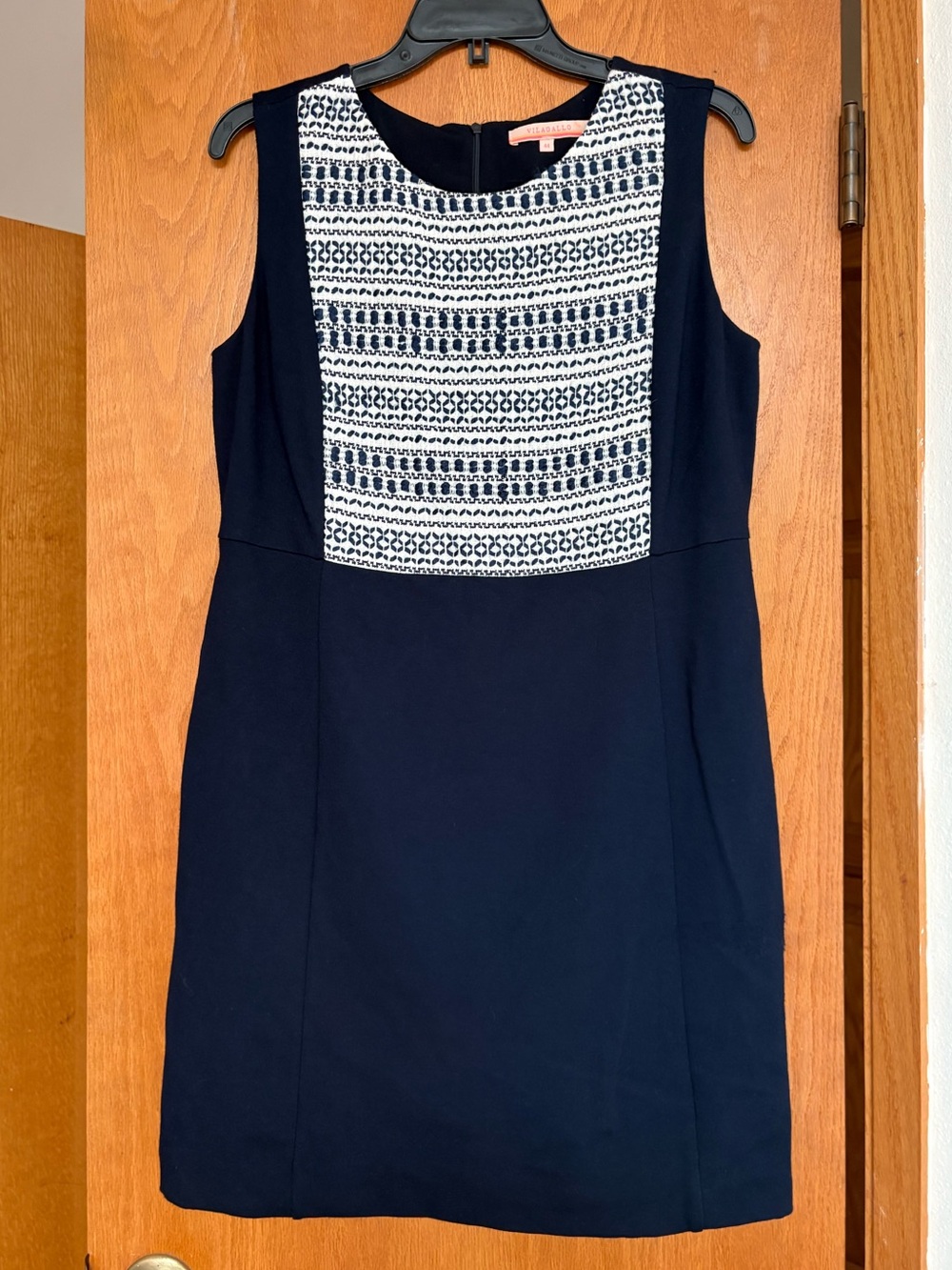 EUC Vilagallo navy work dress with embroidered front 44EU 12 14